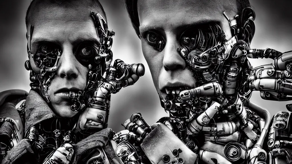 Image similar to Award winning photography of a cyberpunk bionic cyborg by David Yarrow