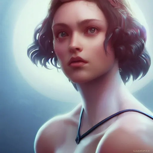 Image similar to epic portrait an beautiful woman wearing short sleeved sailor outfit, sweaty skin, hyperrealistic, expressive, emotional, moody, contre jour, octane render, cinematic, beautiful face and flawless skin, perfect hands, 5 fingers, by Edgar Maxence and Ross Tran and Michael Whelan, Legends of Runeterra