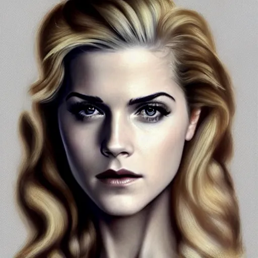 Prompt: A combination of Katheryn Winnick's and Grace Kelly's and Emma Watson's appearance with blonde hair as Solid Snake from Metal Gear Solid, full body portrait, western, D&D, fantasy, intricate, elegant, highly detailed, digital painting, artstation, concept art, matte, sharp focus, illustration, art by Artgerm and Greg Rutkowski and Alphonse Mucha
