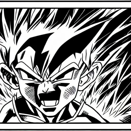 Image similar to Ultra Instinct Frank Zappa Dragon Ball Super manga panel award winning black and white art by Frank Zappa highly detailed pen and ink matte painting