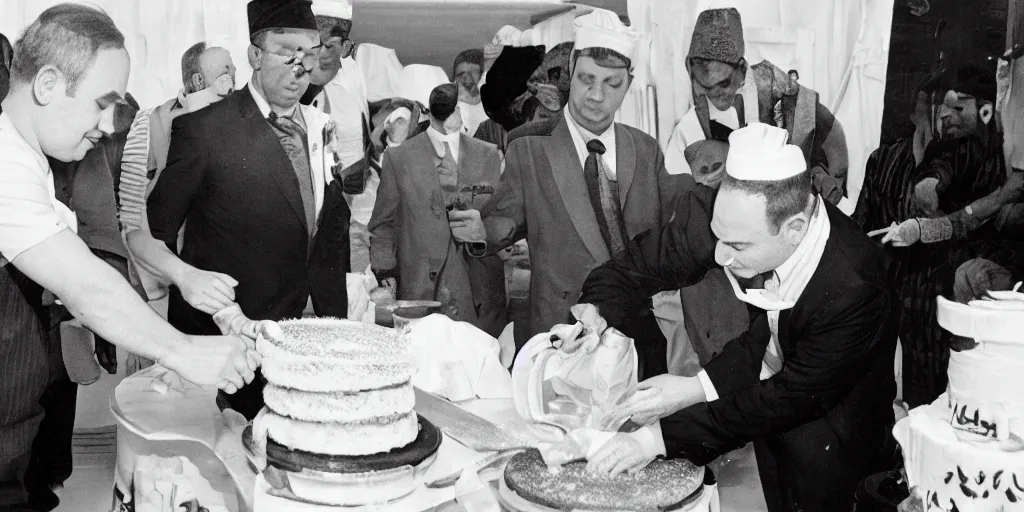 Image similar to portrait of Benjamin Netanyahu baking a wedding cake