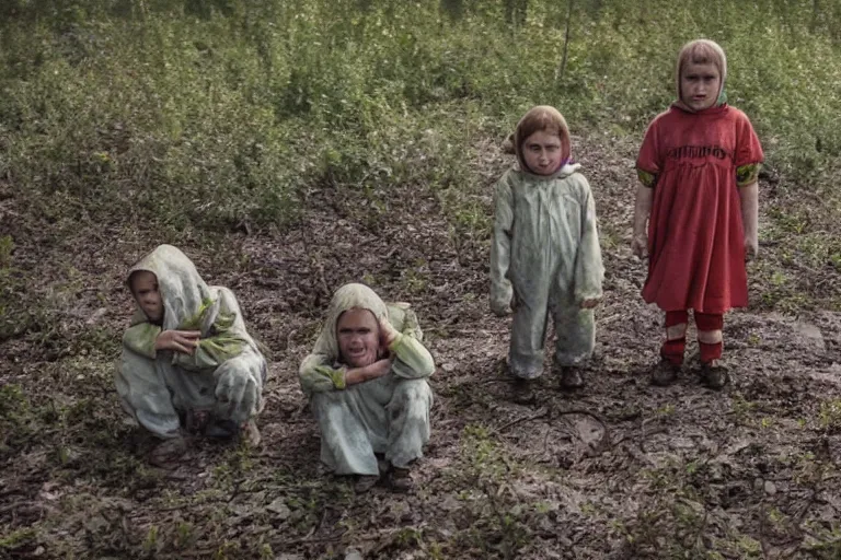 Image similar to photo of kids playing hide and seek in chernobyl, 4k