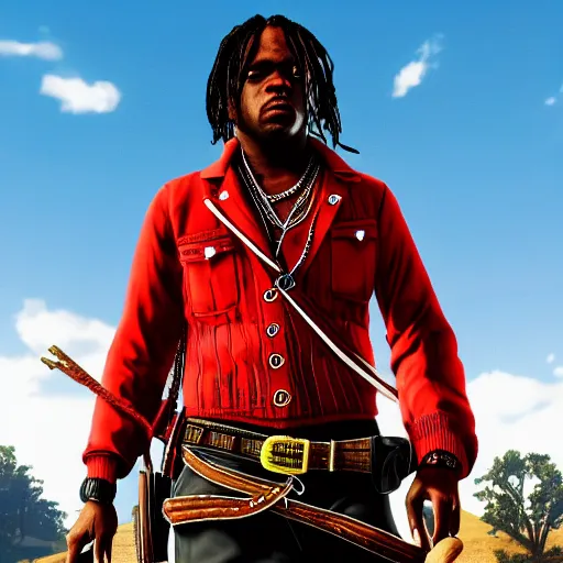 Image similar to Rapper Chief Keef In red dead redemption 2 digital art 4K quality super realistic