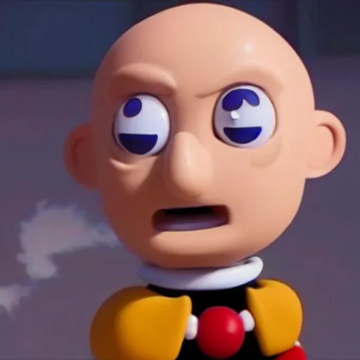 Prompt: Saitama as the cuphead boss