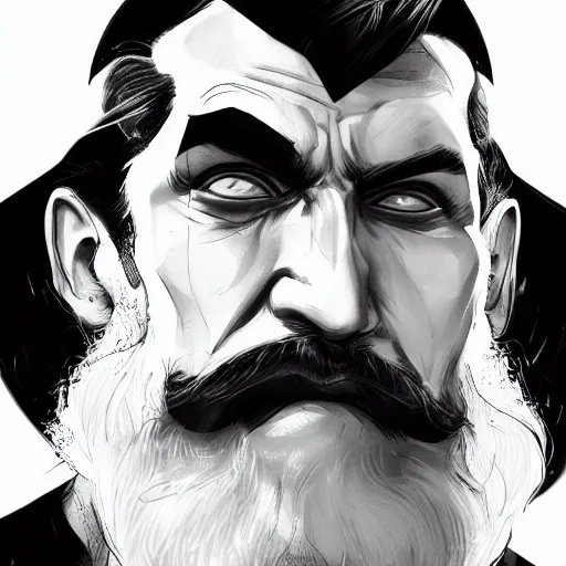 Image similar to Portrait from Batman with a beard, artstation