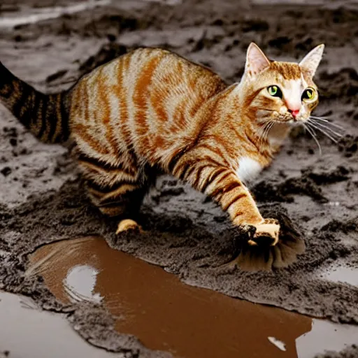 Image similar to cat play in mud