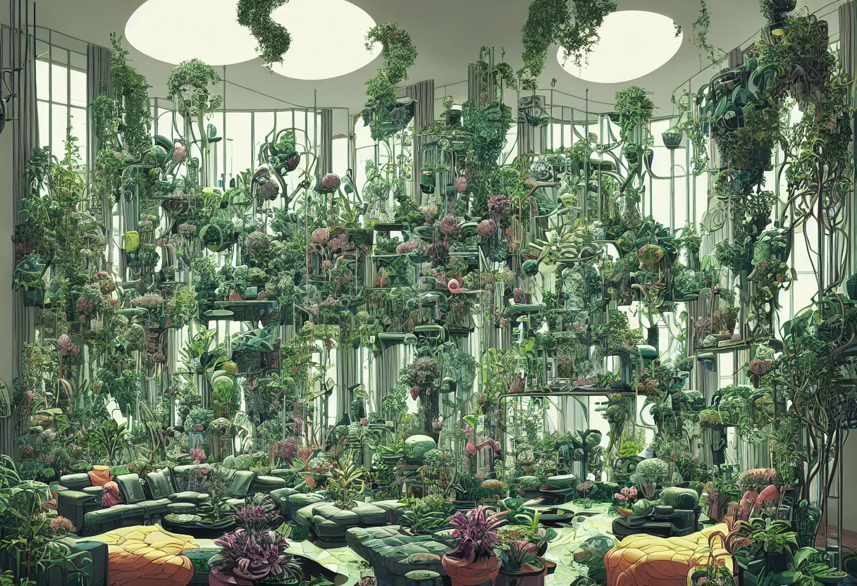 Image similar to luxury living room full of plants and trees by josan gonzalez