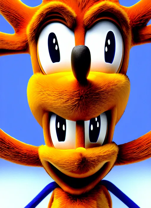 Prompt: highly detailed closeup of a wacky moose character, from sonic the hedgehog, sonic video game series, character concept art