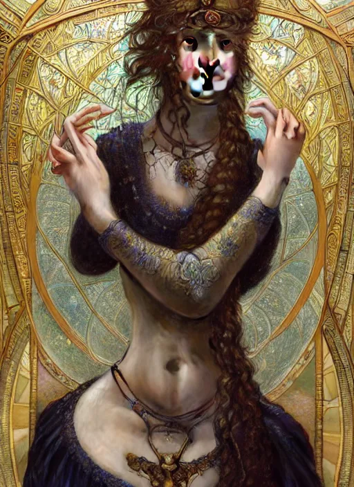 Image similar to hyper detailed masterpiece angellic girl elite by donato giancola and tom bagshaw, face by artgerm and edmund leighton, and alphonse mucha, trending on artstation, dreamlike, melancholy aesthetic, ornate, background by gustav klimt, 8 k, black gothic, majestic, volumetric lighting, porcelain skin, concept art, sharp focus