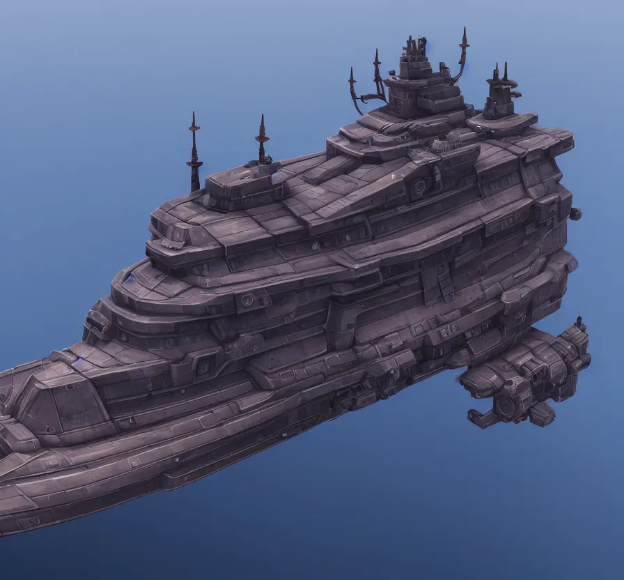 Image similar to front view of symmetric ship, digital, unreal engine, artstation