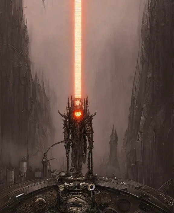 Image similar to steampunk style Sauron, futuristic technology, by HR Giger and Beksiński and Stephan Martiniere , 4k resolution, detailed, trending on artstation