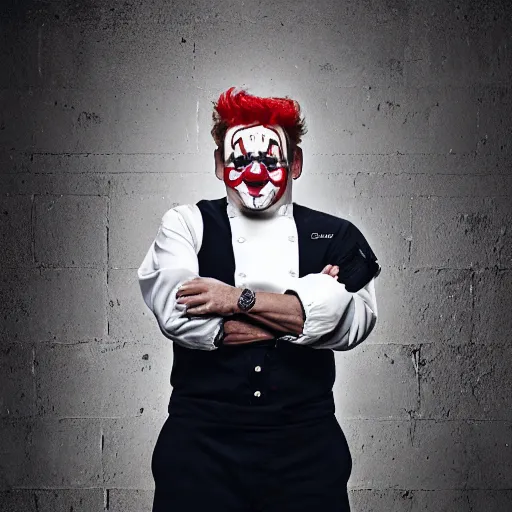 Image similar to portrait photoshoot of Gordon Ramsay clown