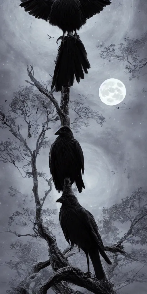 Prompt: a single crow in front of the full big moon, book cover with the title at the top 'witch hunt', red white and black colors, establishing shot, extremly high detail, foto realistic, cinematic lighting, by Yoshitaka Amano, Ruan Jia, Kentaro Miura, Artgerm, post processed, concept art, artstation, matte painting, style by eddie mendoza, raphael lacoste, alex ross