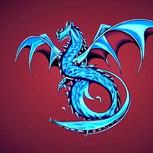 Image similar to dark dragon with blue flames, silky texture, gradient, vector illustration, logo, aesthetic, 4 k, hd