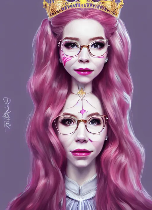 Image similar to belle delphine as queen, incredibly detailed face, true anatomy, art by wlop