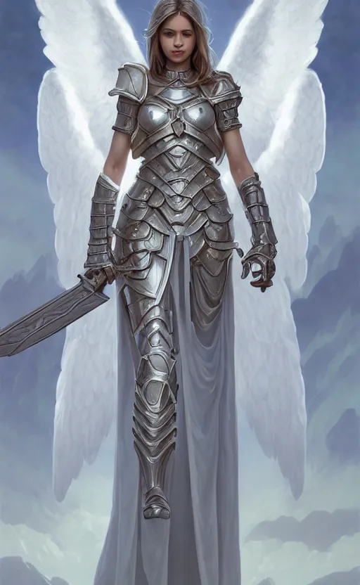 Intricately detailed full body portrait of an angel