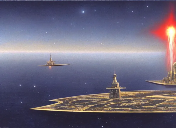 Prompt: the philadelphia experiment, matte painting, peter elson