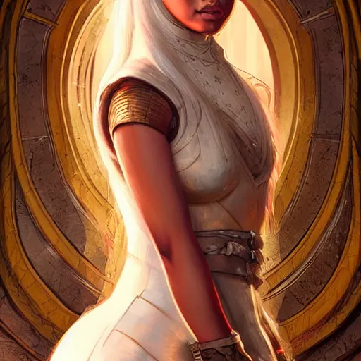 Prompt: nicki minaj in game of thrones, highly detailed digital painting, artstation, concept art, smooth, sharp focus, illustration, art by artgerm and greg rutkowski and alphonse mucha