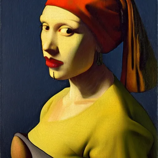 Prompt: cyborg by johannes vermeer