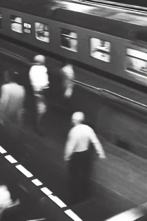 Image similar to ominous grainy surveillance photo still of scary monster in style of trevor henderson inside toronto subway