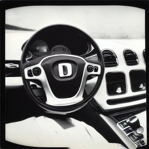 Prompt: Duane Johnson driving Apple Car, polaroid photograph, 8k highly detailed