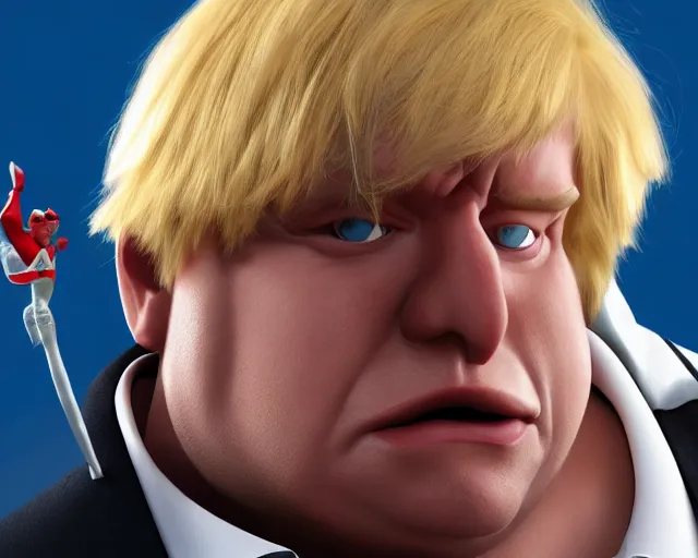 Prompt: boris johnson as mr incredible, character art, by various concept artists, redshift render, hyperrealistic face, photorealistic render