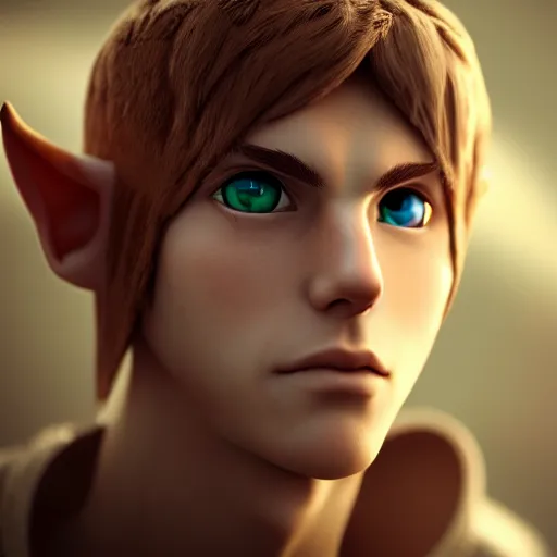 Image similar to elf boy render as a very beautiful 3d anime boy, hazel eyes, full round face, short smile, cinematic lightning, medium shot, mid-shot, highly detailed, trending on Artstation, Unreal Engine 4k, cinematic wallpaper