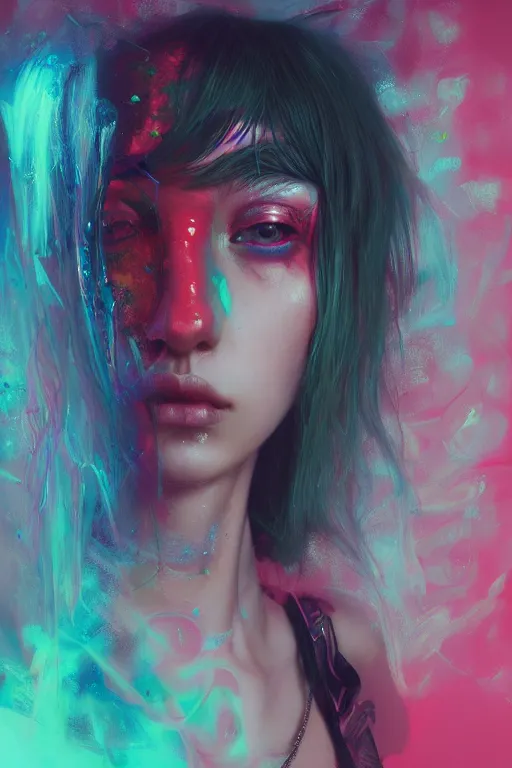 Prompt: photorealistic portrait of a rave party girl by ayami kojima and ewelina kowalczyk and alessio albi, trending on artstation