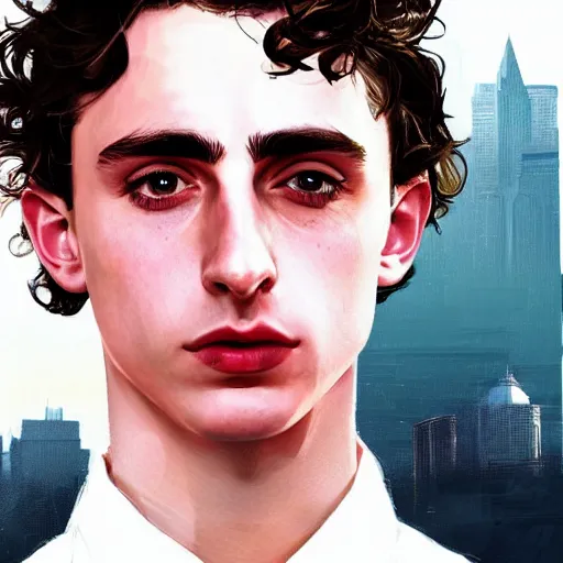 Image similar to timothee chalamet in gta v, cover art by stephen bliss, artstation, no text