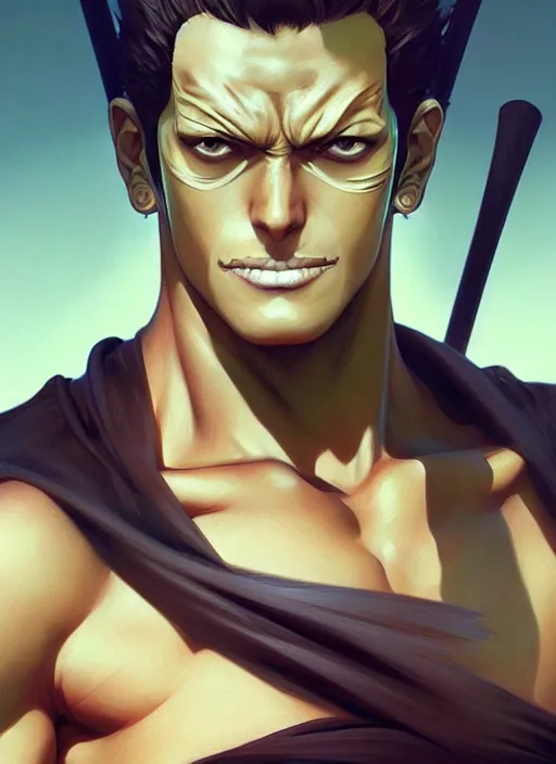 Image similar to ultra realistic illustration, handsome zoro. anime. intricate, highly detailed, digital painting, artstation, concept art, smooth, sharp focus, illustration, art by artgerm and greg rutkowski and alphonse mucha and wlop