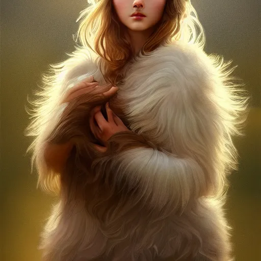 Image similar to a shetland sheepdog, elegant, highly detailed, digital painting, concept art, smooth, sharp focus, illustration, art by artgerm and greg rutkowski and alphonse mucha,artstation,deviantart,FAN ART,Unreal Engine,face enhance,8K,golden ratio,cinematic lighting H 704