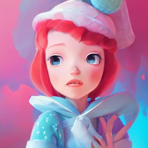 Image similar to painted portrait of a strawberry shortcake, fantastically pastel colors, octane render, matte painting concept art, official fanart behance hd artstation by jesper elsing, by rhads and makoto shinkai and lois van baarle and ilya kuvshinov and rossdraws