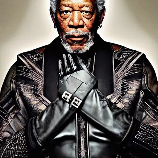 Image similar to morgan freeman as black panther. professional high budget studio portrait