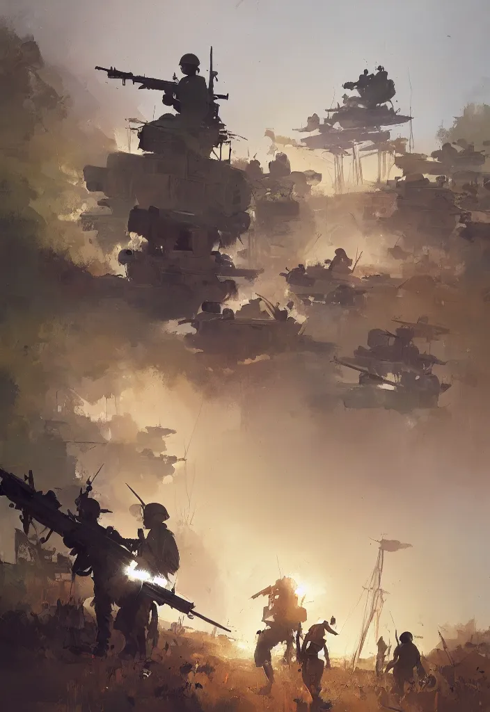 Image similar to ismail inceoglu painting of the vietnam war, painting, art concept for a book cover, trending on artstation, by greg manchess and by craig mullins and by kilian eng and by jake parker