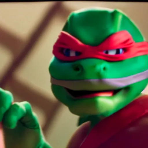 Prompt: film still of michelangelo ( tmnt ) failing his drivers test