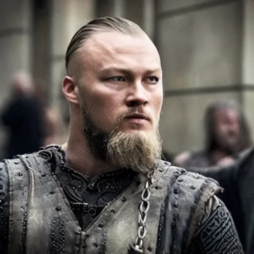 Prompt: ragnar lothbrok in wallstreet,