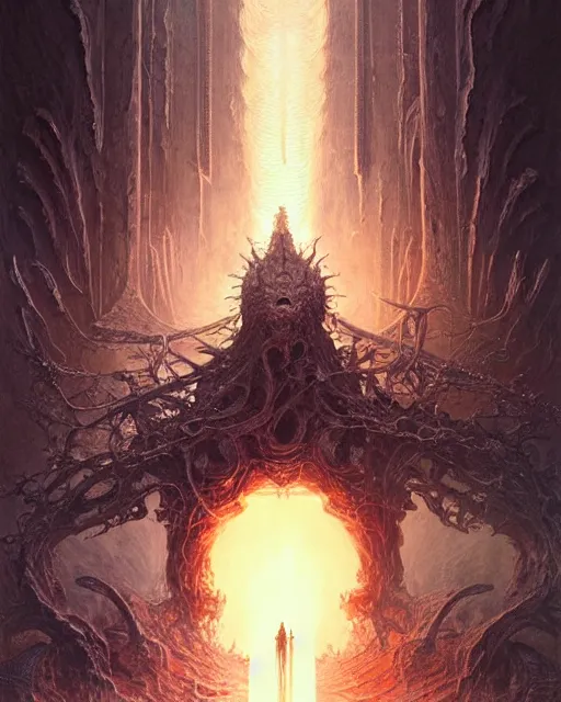 Image similar to The last enemy that shall be destroyed is death, artwork by artgerm, scifi, D&D, extraordinary phenomenon, fantasy, intricately detailed, elegant, digital painting, smooth, sharp focus, art by Greg Rutkowski, art by Ruth Asawa, art by Ted Nasmith, art by H.R. Giger