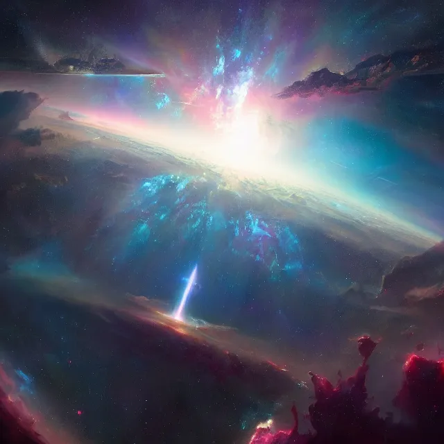 Prompt: a beautiful painting of the dark universe by john harris and tatsushi morimoto and greg rutkowski and john berkey. in style of deep sky photography. hubble space telescope. hyper detailed. ray tracing. 4 k texture. octane render. trending on artstation