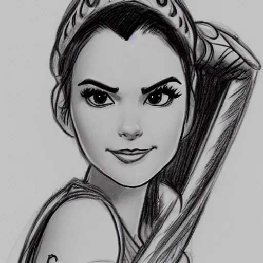 Image similar to milt kahl sketch of victoria justice as princess padme in star wars episode 3