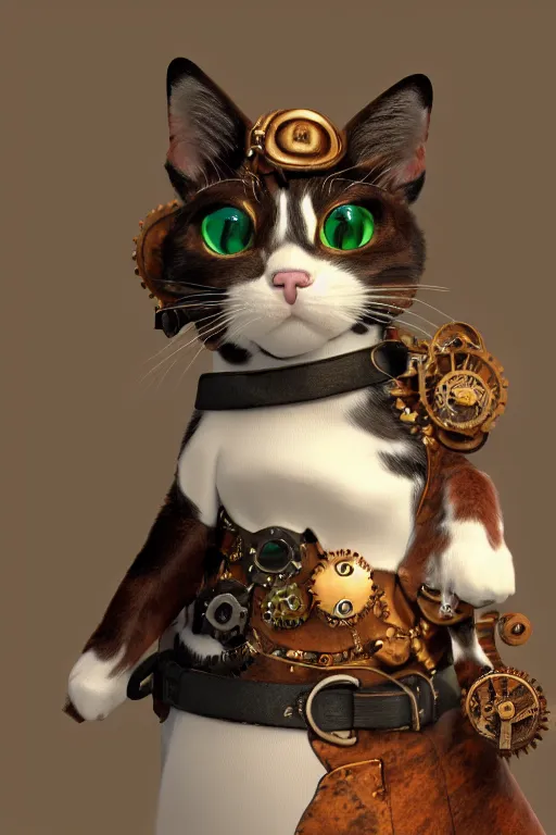 Image similar to A cute Steampunk calico cat, octane render, HD, trending on artStation, artstationHD, artstationHQ, 4k, 8K