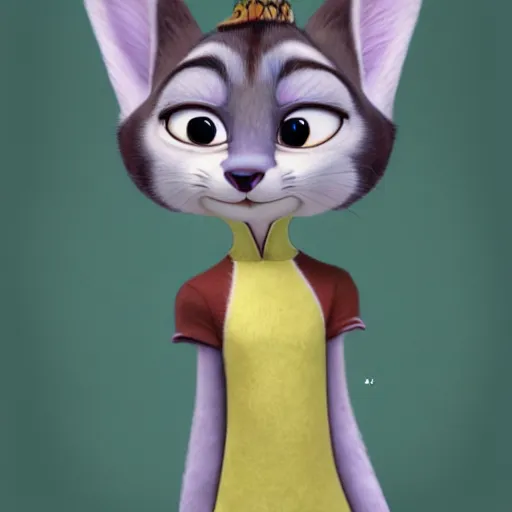 Prompt: princes jasmin, anthropomorphic cat, in the style of zootopia, highly detailed