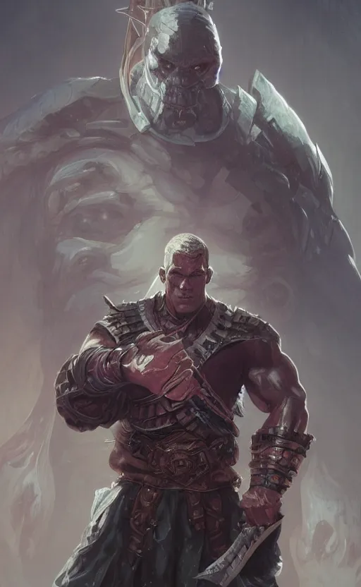 Image similar to john cena as a rogue, d & d, fantasy, highly detailed, digital painting, artstation, concept art, matte, sharp focus, illustration, art by greg rutkowski and alphonse mucha