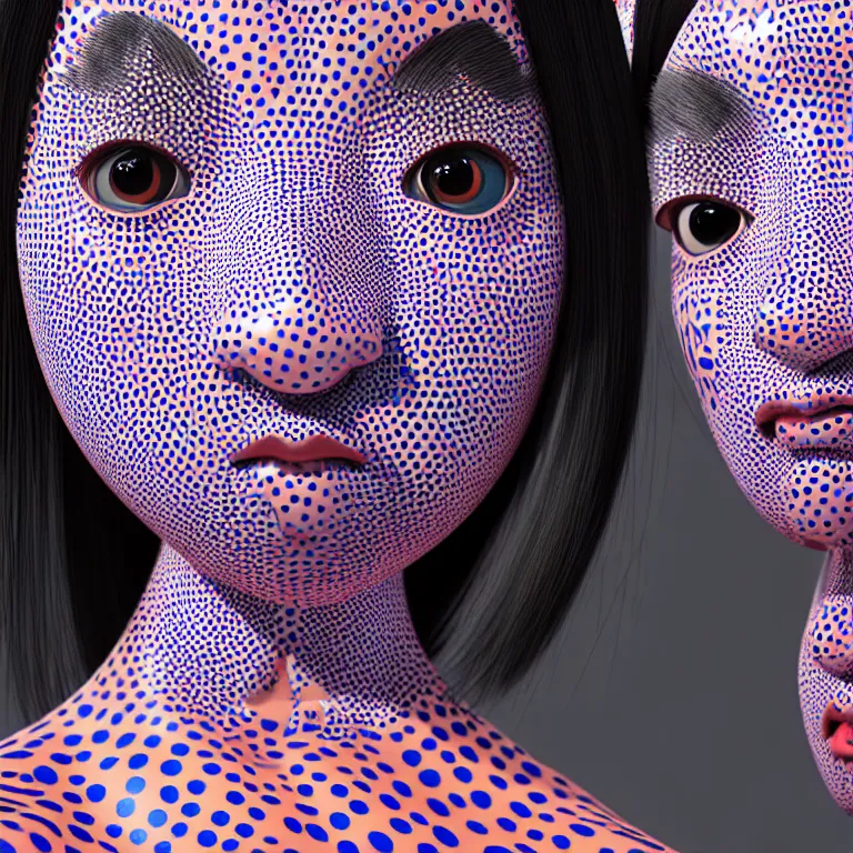 Prompt: hyperrealistic detailed image of a geisha in a art installation room, hd smooth interior by yayoi kusama, part by kei mieno, part by ross tran, dark art by james jean, ultra realistic, highly detailed, life like face, detailed body, 8 k, 3 d render by roger magrini, very cohesive, masterpiece