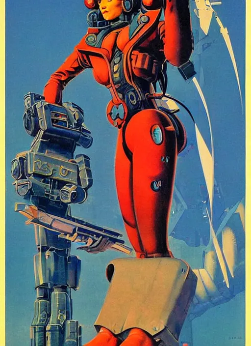 Prompt: soviet propaganda poster. cyberpunk mech pilot. portrait by jean giraud and anton otto fischer and john philip falter and will eisner and gil elvgren. realistic proportions. character art. science fiction d & d. tf 2, overwatch.