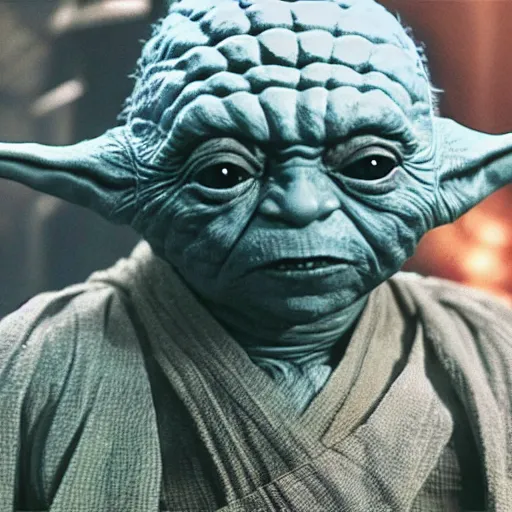 Image similar to film still of fractal yoda by giger in the new star wars movie 4 k