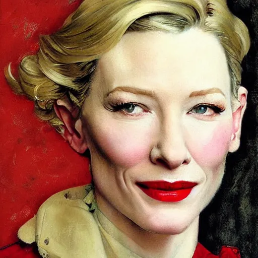 Prompt: painting of cate blanchett by Norman rockwell