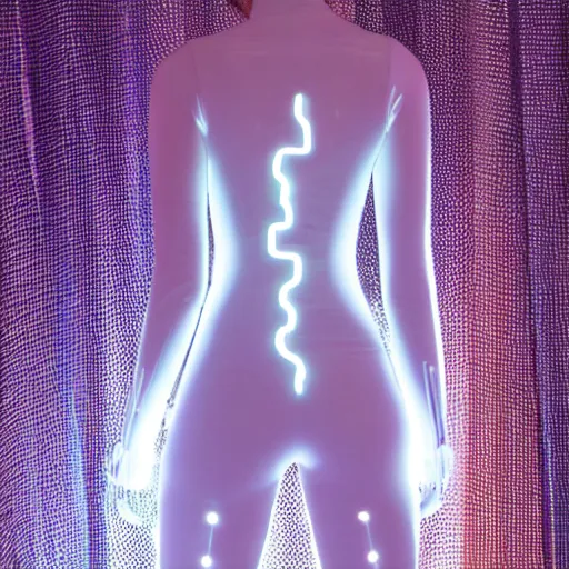 Image similar to love, diverse translucent cybersuits, from behind, connection rituals, wide wide angle, vivid, elaborate, highly detailed, beautiful lighting