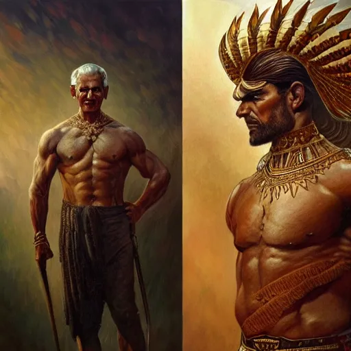 Image similar to fullbody portrait of mustafa kemal atatürk, muscular, upper body,big chest, amazon warrior, fantasy, intricate, elegant, highly detailed, digital painting, artstation, concept art, matte, sharp focus, illustration, art by Artgerm and Greg Rutkowski and Alphonse Mucha