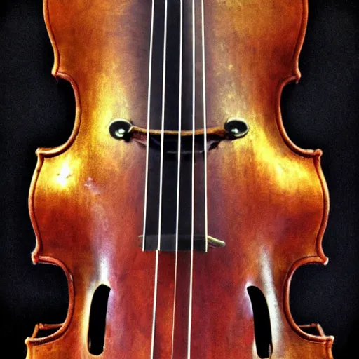 Prompt: a steampunk cello, closeup shot,