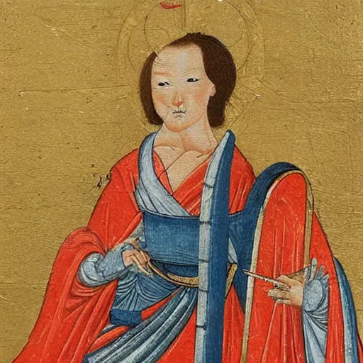 Prompt: hikaru shida, medieval painting, oil painting
